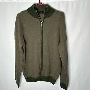 Horst Düsseldorf Olive Zip-Up Merino Wool Cardigan (Size S)